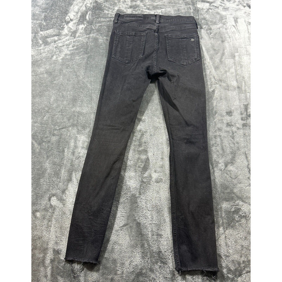 Rag & Bone Jeans Womens 27 Black Distressed High Rise Skinny Denim Raw Hem - Picture 6 of 13